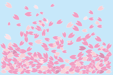 桜の花びらが舞うイラスト青空