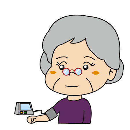 健康管理で血圧を計るおばあちゃんイラスト 無料イラスト フリー素材屋きんぎょ