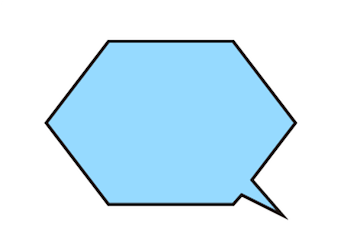 六角形の吹き出しイラスト青色