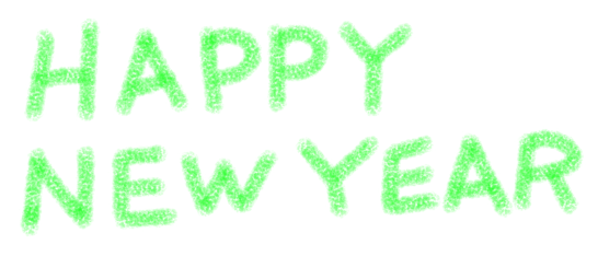 HAPPY NEW YEARハッピーニューイヤークレヨンタッチ緑色